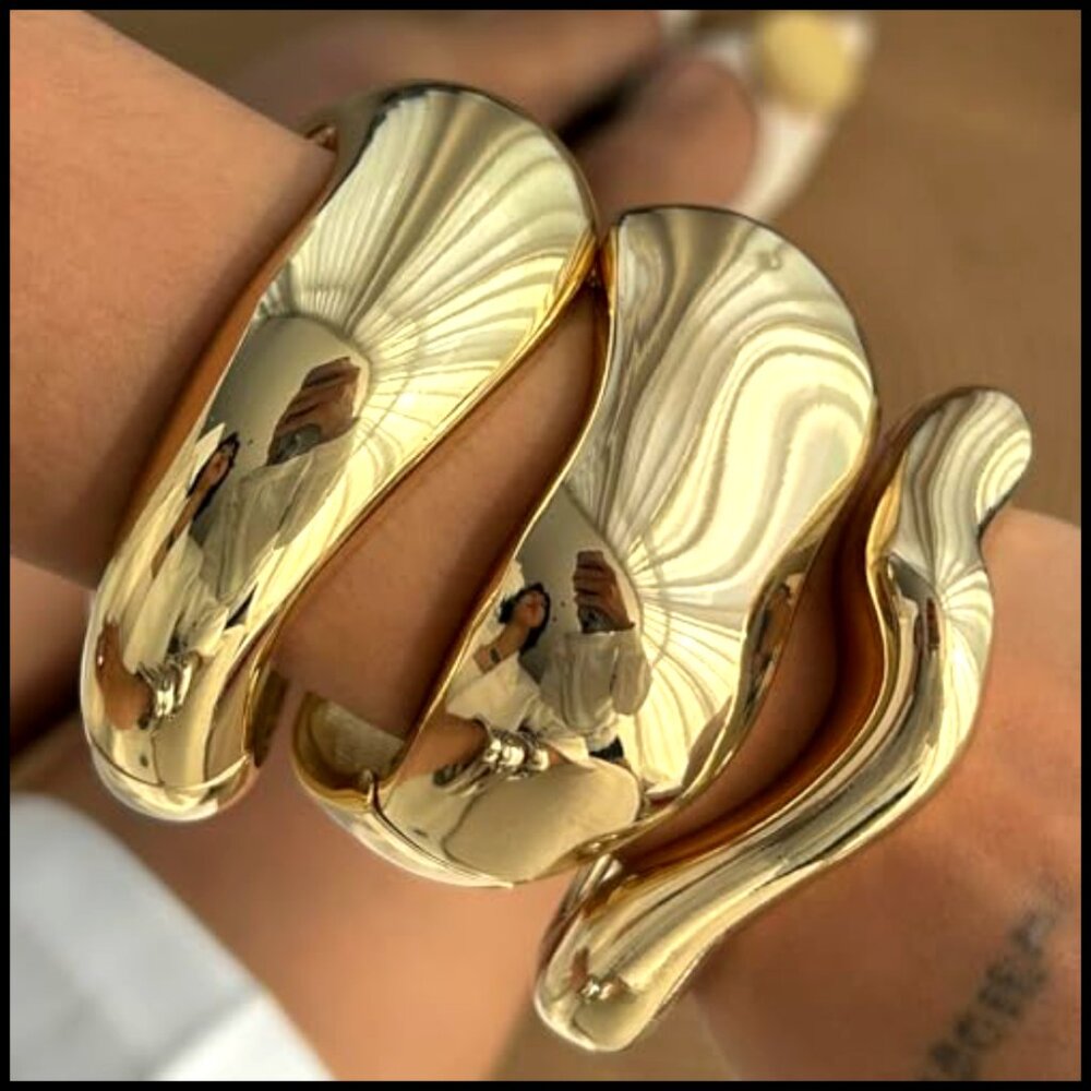 Chunky Wide Cuff Bangle Bracelet Stackable Minima… - image 6